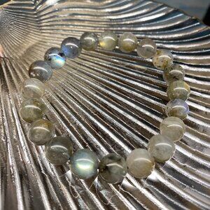 M112 Blue Fire Labradorite Stone Gem Bead Bracelet Large mm Stretchy